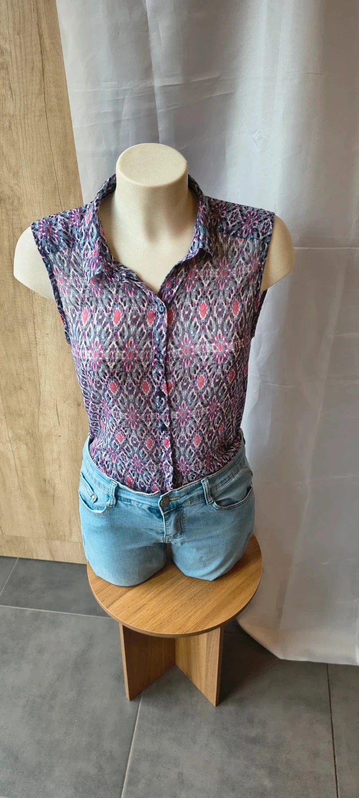 H&M Mouwloze Blouse | Print | Maat 40 | Luchtig & Stijlvol |#267